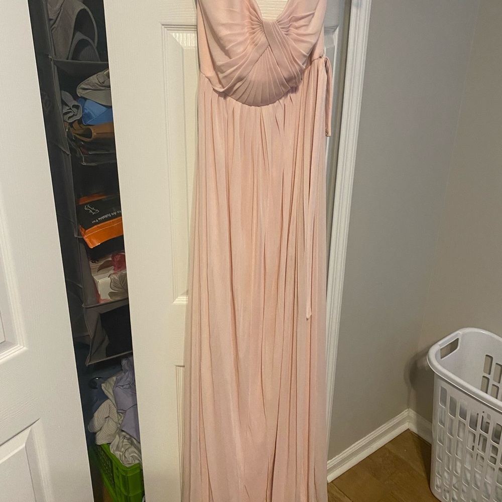 David’s Bridal blush bridesmaid dress